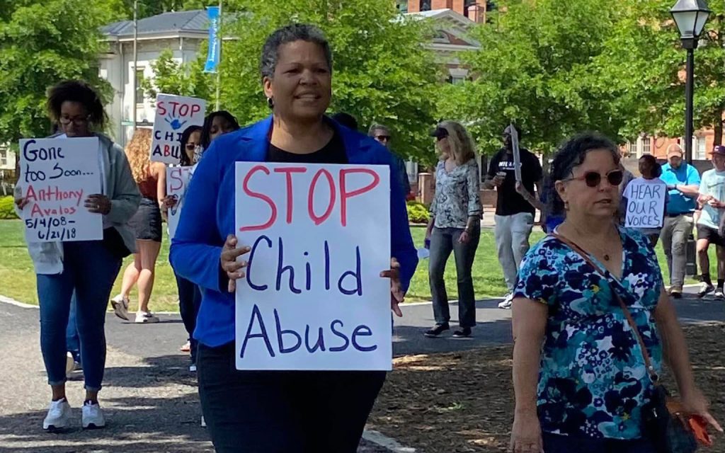 Del. Maldonado marched and spoke at the 2023 Child Abuse Awareness Day in Richmond, an event hosted by nonprofit Hear Our Voices.